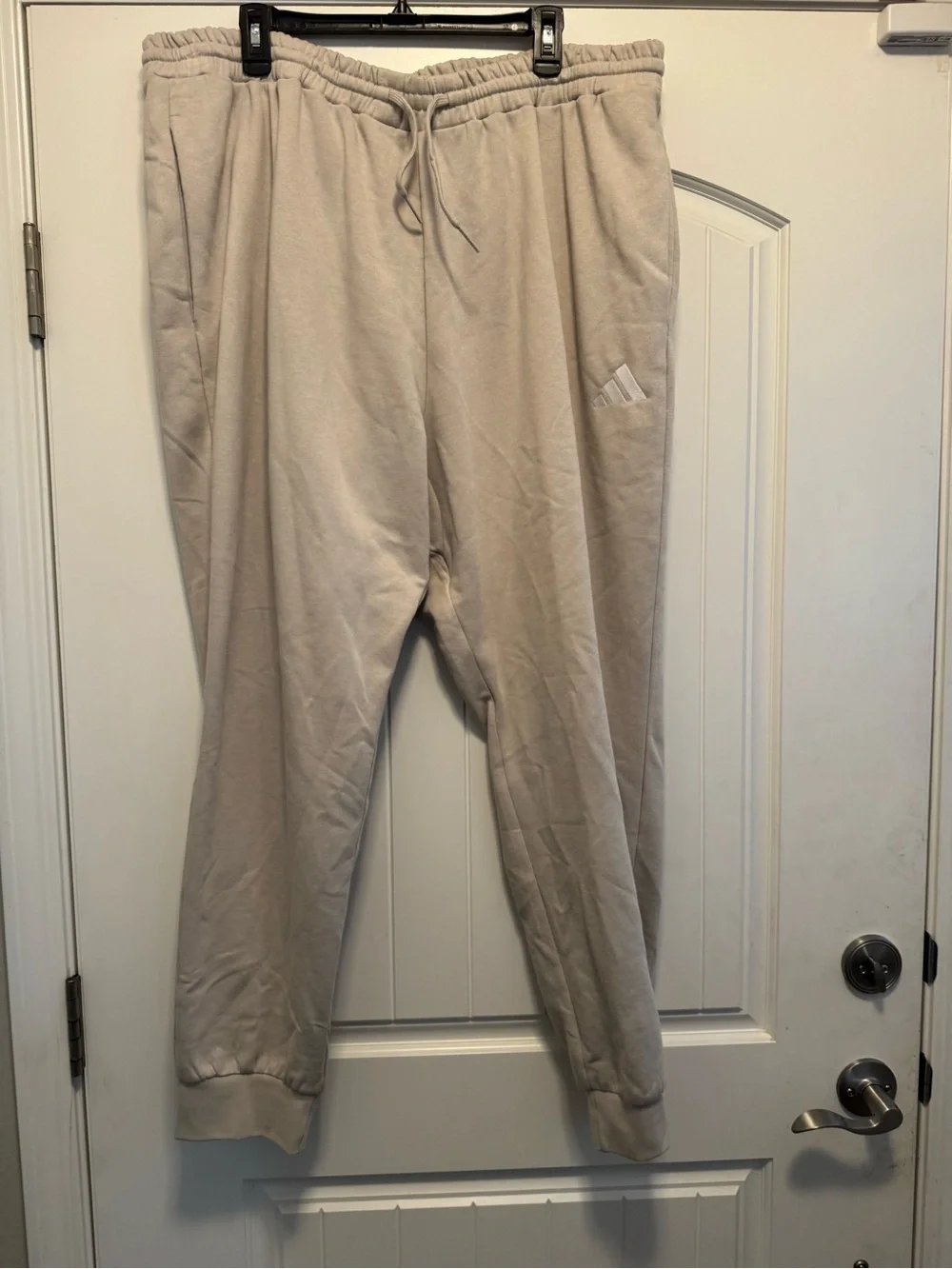 adidas Men's Light Beige Drawstring Joggers
